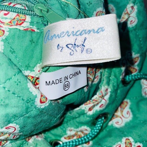 Americana By Sharif Green Purse Bag Small Backpack Floral Quilted - Picture 6 of 7